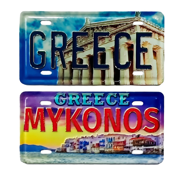 Custom Embossed 3D Printing Metal Magnet Souvenir Paris France License Plate Fridge Magnet