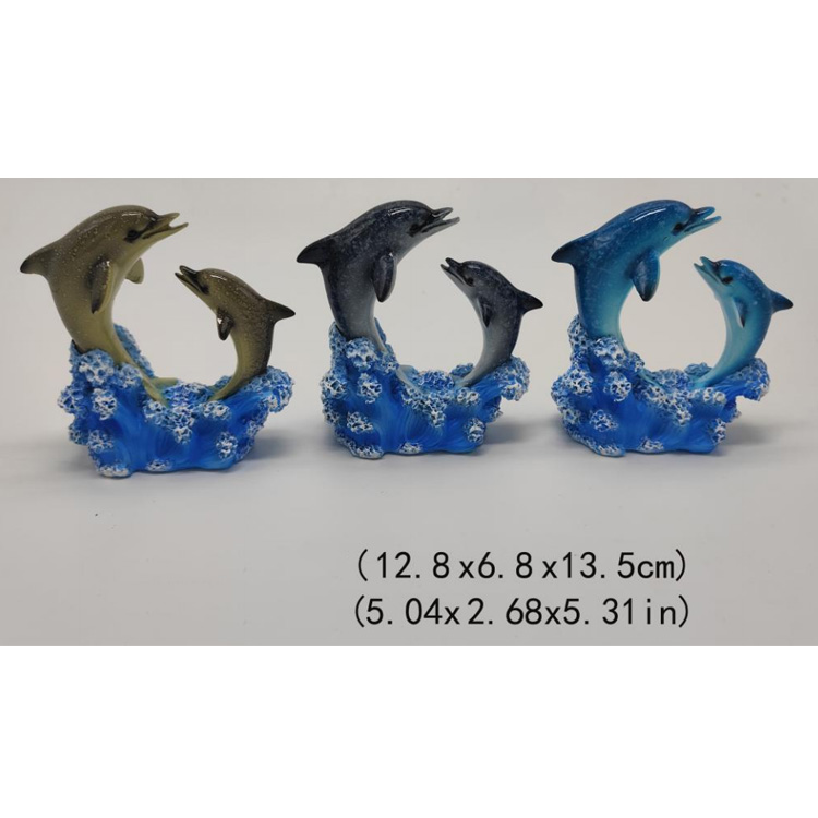 Customized Logo Tourist Souvenir Ocean Sea Animal Dolphin Figurine Resin Dolphin Statue