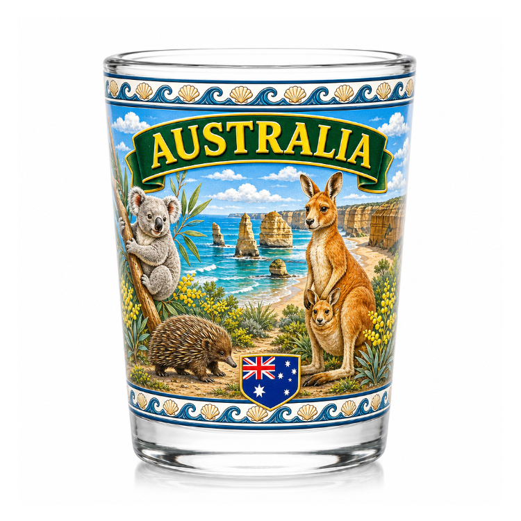 Custom Logo 1.5 2oz Koala Kangaroo Australian Shot Glasses Australia Souvenir Shot Glass