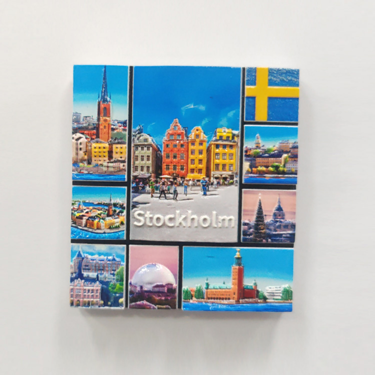 Factory Custom Design Swedish Resin Magnet Stockholm Sweden Souvenir Fridge Magnet