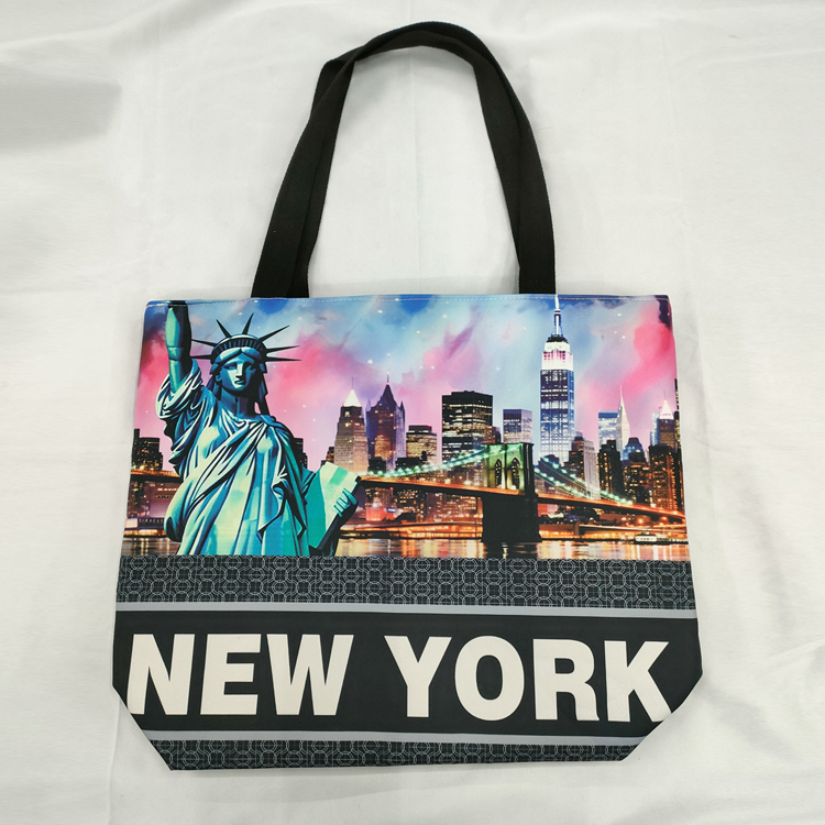 Custom Logo Large Canvas USA City Tote Bag Souvenir Chicago Bags for Women