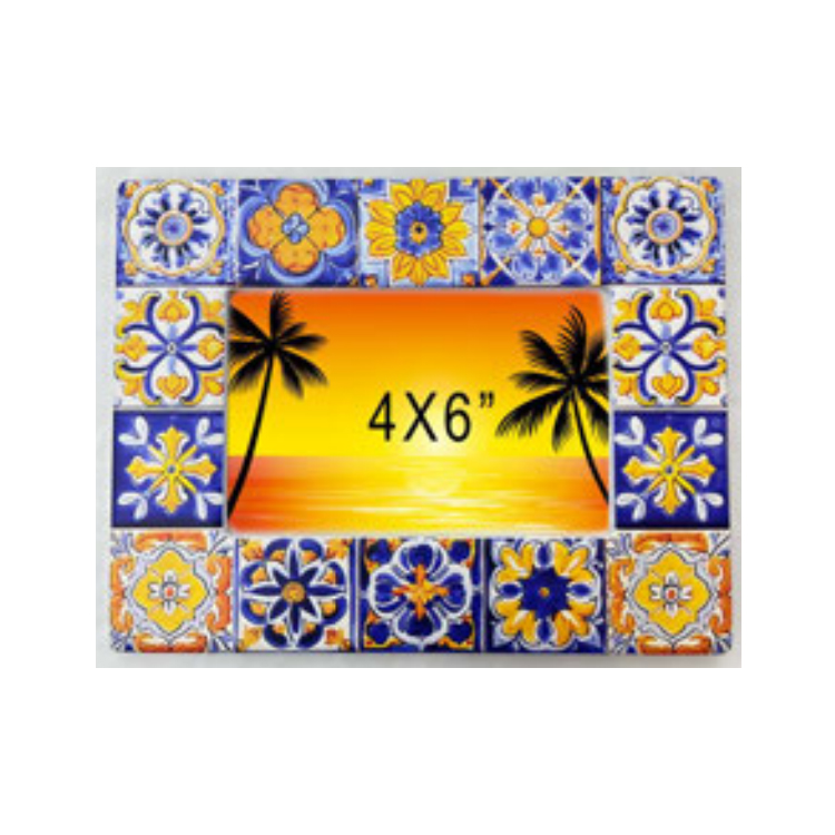 Custom 3D Embossed Printing Home Decor Ceramic Picture Frame 4x6 Tourist Souvenir Ceramic Photo Frame
