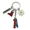 Custom Logo Metal Winter Ski Keyring Snow Mountain Souvenir Ski Theme Ski Keychain