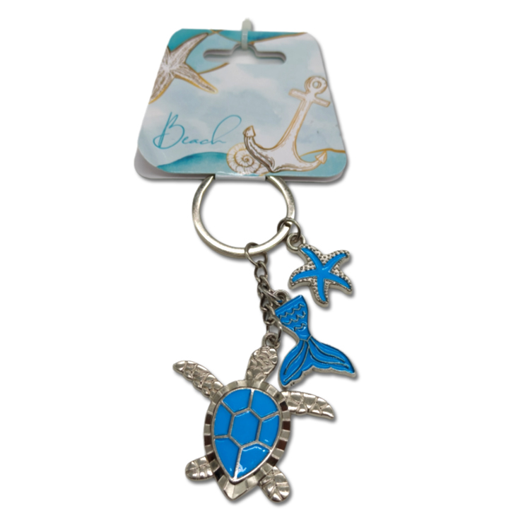 Custom Logo Metal Keyring Travel Gift Guadeloupe Souvenir Turtle Keychain