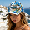 Custom Embroidery Logo Greece Hat Souvenir Floral Greece Baseball Cap
