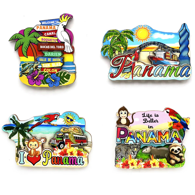 Customized logo Wood Parrot Cruise Ship Boat Panama Canal Souvenirs Fridge Magnet