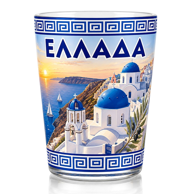 Custom logo Travel Gift Shot Glasses Evil Eye Zakynthos Crete Mykonos Santorini Souvenir Greek Greece Shot Glass