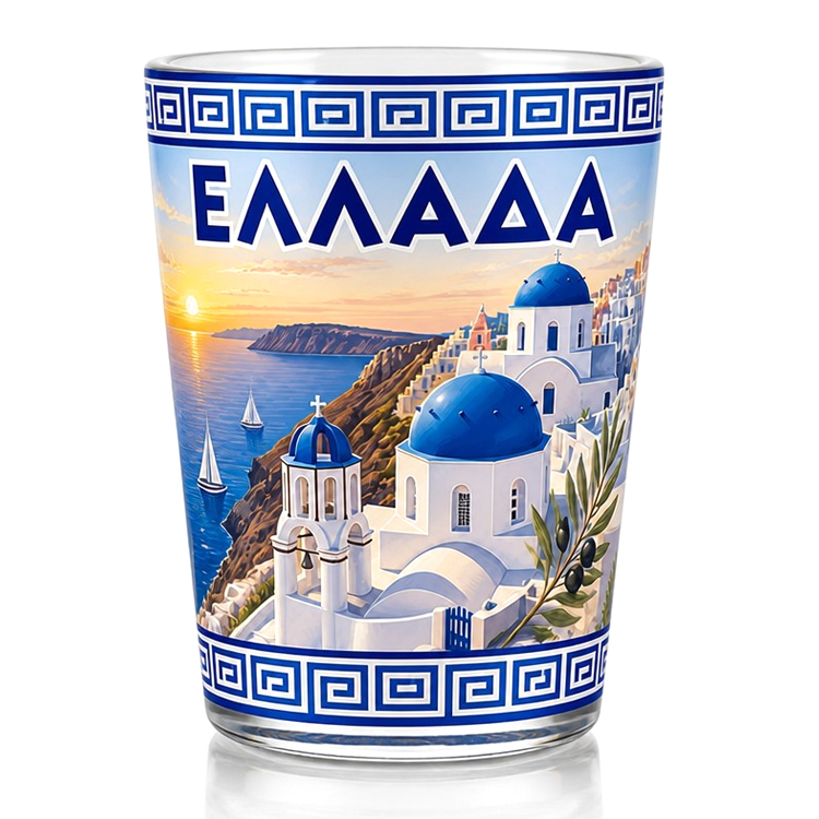 Custom logo Travel Gift Shot Glasses Evil Eye Zakynthos Crete Mykonos Santorini Souvenir Greek Greece Shot Glass
