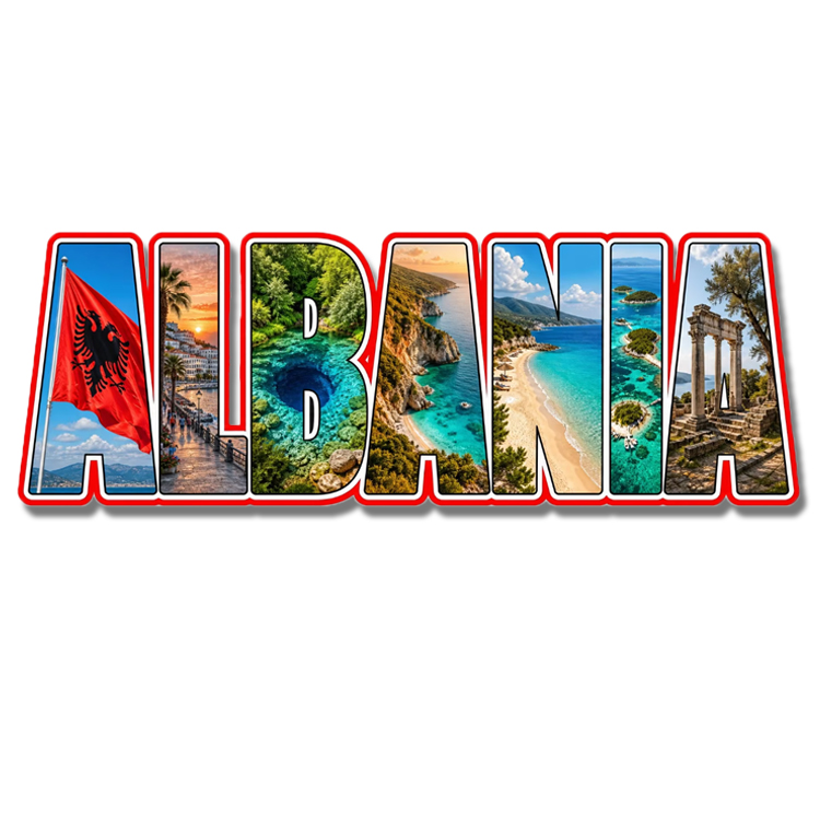 Custom logo Resin 3d Printing Albania Flag City Albania Souvenir Fridge Magnets