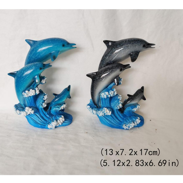 Customized Logo Tourist Souvenir Ocean Sea Animal Dolphin Figurine Resin Dolphin Statue
