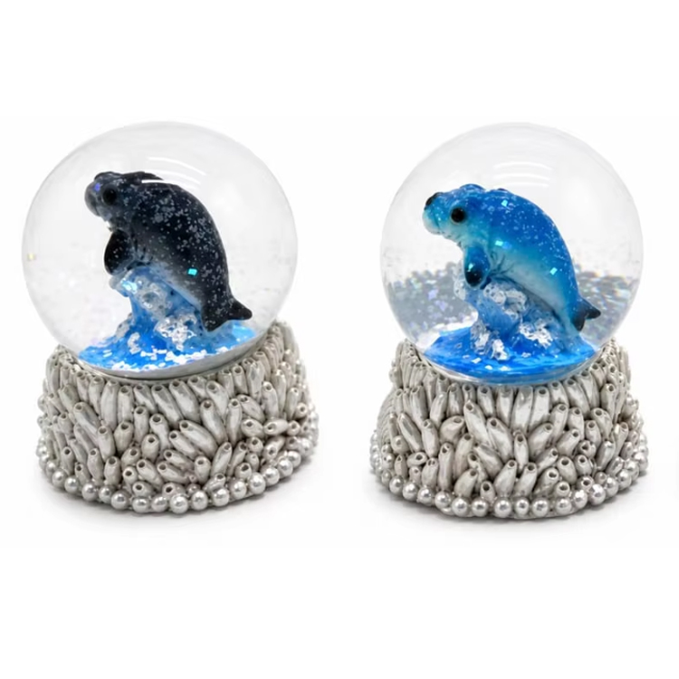 Custom Logo Manatee Water Globe Florida Souvenir Resin Manatee Snow Globe