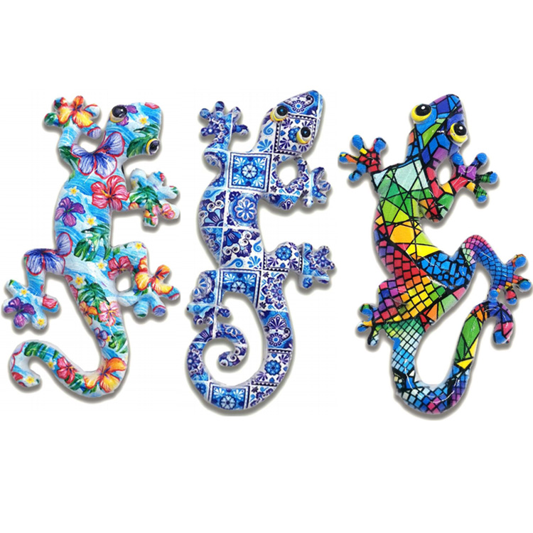 Custom Resin Printing Gecko Fridge Magnet Colorful Spain Souvenir Lizard Magnets