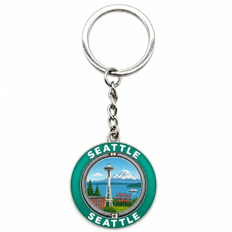Custom Logo Epoxy Metal USA America Key Chain Washington Seattle Souvenir Keychain