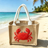 Custom Logo Design Ocean Beach Souvenir Shell Mini Linen Jute Tote Tote