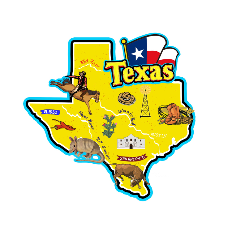 Custom logo Design Cowboy Dallas Texas Souvenir Metal Fridge Magnet Texas Bottle Opener