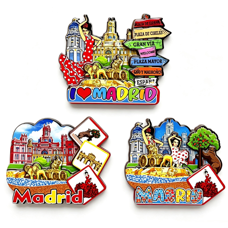 Wholesale Custom Country City Wood Spain Tourist Souvenir Madrid Fridge Magnet