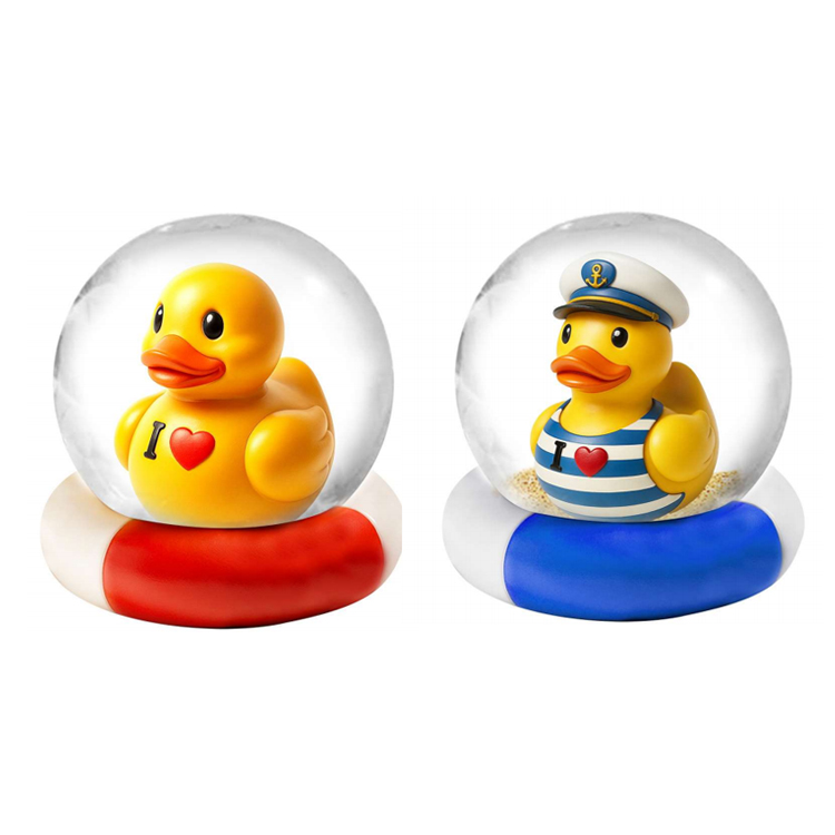 Custom Logo Cute Resin Duck Statue Water Globe Holland Netherlands Souvenir Duck Snow Globe