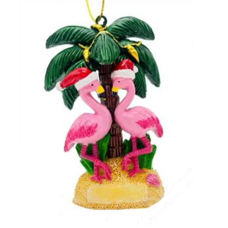 Custom Logo Hand Painted Tropical Island Christmas Ornament Aruba Bahamas Souvenir Flamingo Christmas Ornament