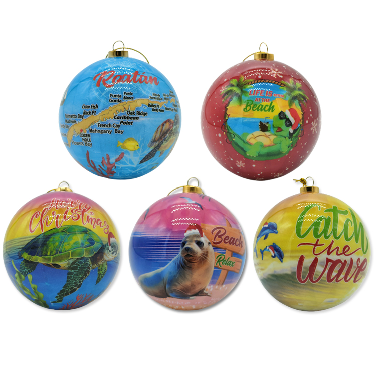 Wholesale Plastic Foam Christmas Ball Ornament Custom Design Souvenir Beach Flamingo Christmas Ball