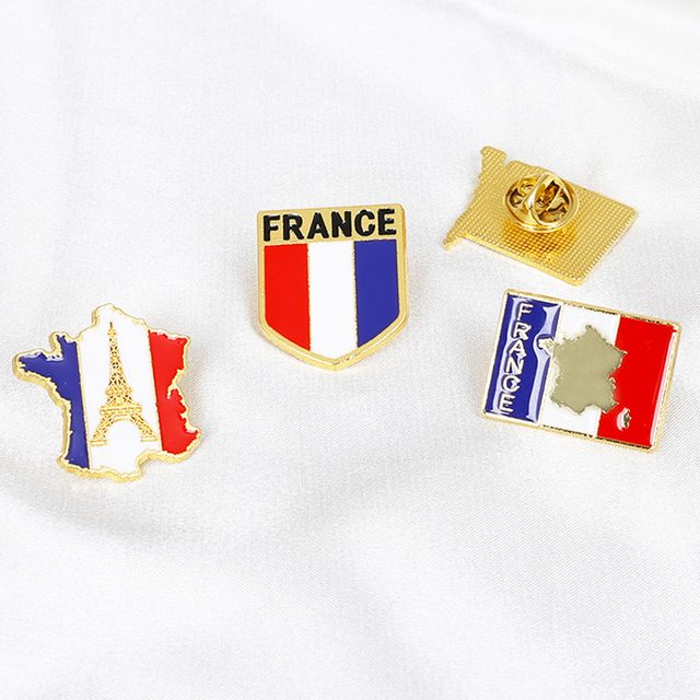 Custom logo Design Metal France Flag Brooch Enamel Souvenir France Pins Paris Pin