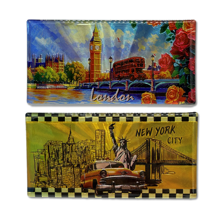  Custom Logo Design Tourist Souvenir 3D Wooden Mdf Aluminum Foil Fridge Magnet