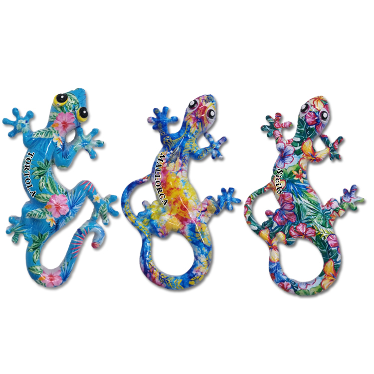 Custom Resin Printing Gecko Fridge Magnet Colorful Spain Souvenir Lizard Magnets