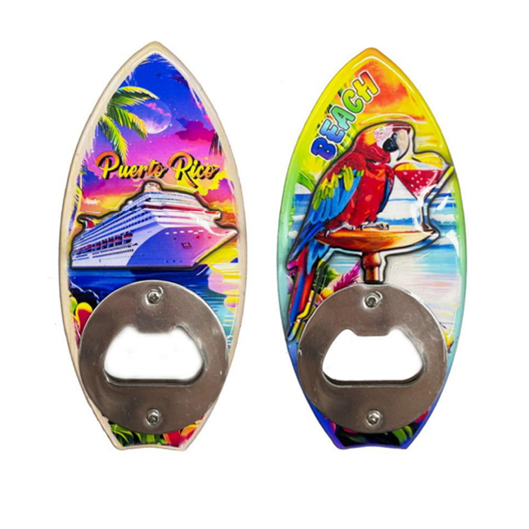 Customized Logo Florida Beach Souvenir Surf Bottle Opener MDF Wood Surfboard Bottle Opener