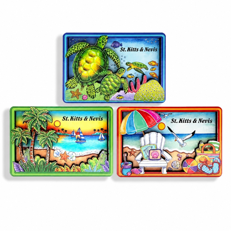 Custom Logo Tourism Gift Beach Turtle Saint St. Kitts & Nevis Souvenir Fridge Magnet