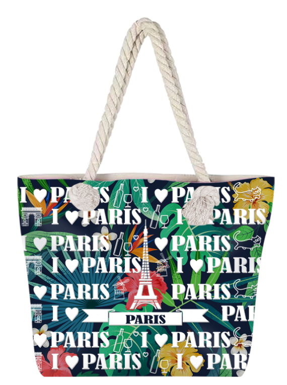 Customized Logo Large Canvas Tourist Souvenirs Paris Beach Bag
