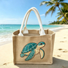 Custom Logo Design Ocean Beach Souvenir Shell Mini Linen Jute Tote Tote