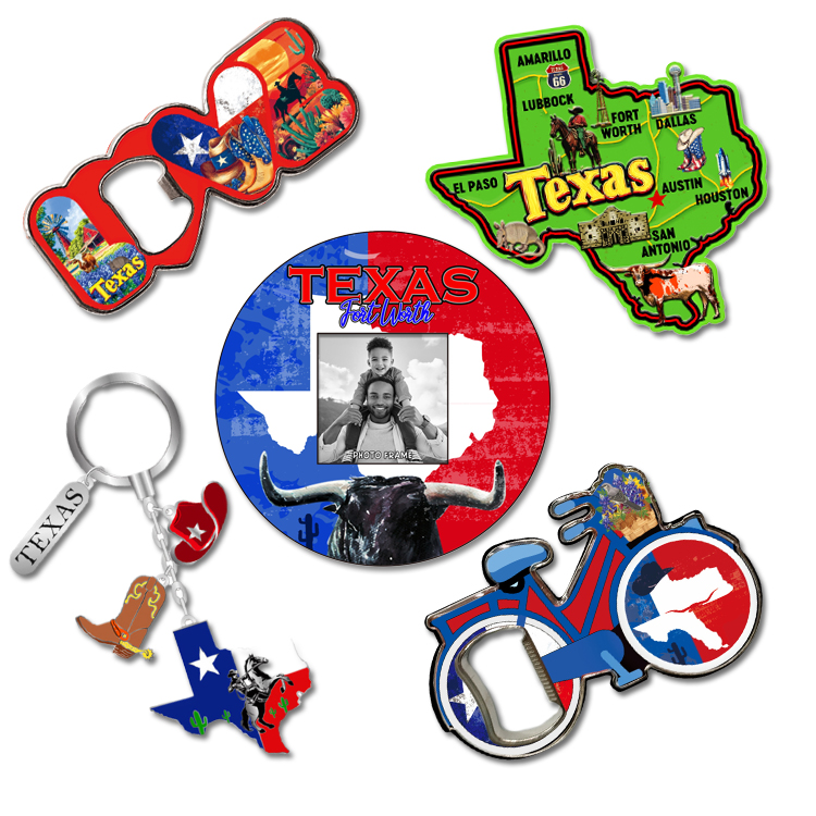 Custom logo Design Cowboy Dallas Texas Souvenir Metal Fridge Magnet Texas Bottle Opener