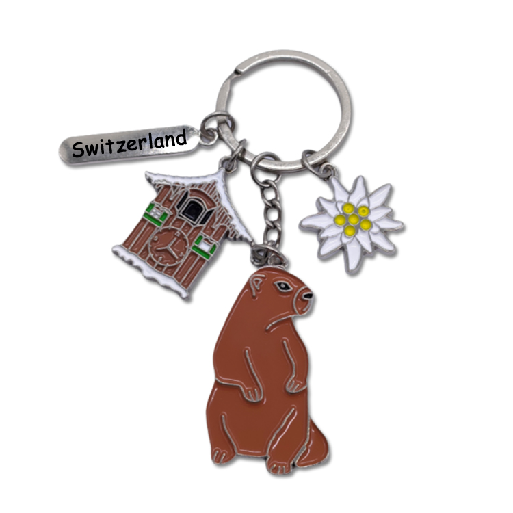 Custom Logo Metal Winter Ski Keyring Snow Mountain Souvenir Ski Theme Ski Keychain