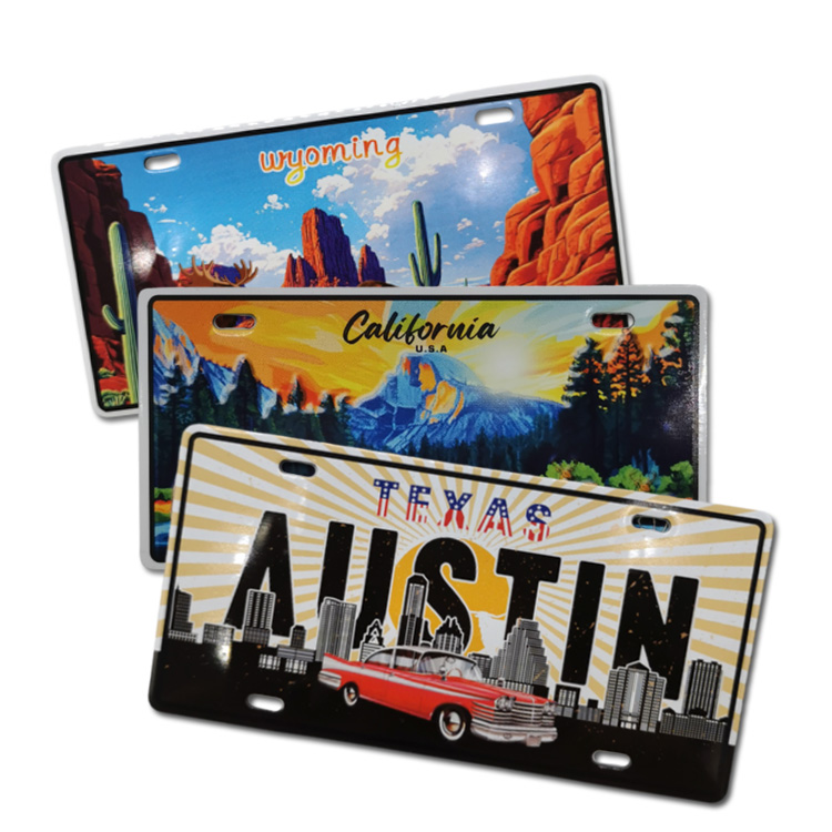 Custom Logo Design Metal Texas License Plate Magnet Austin Souvenir Fridge Magnet