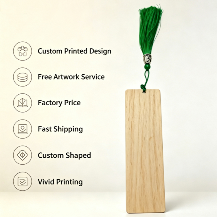 Wholesale Customized Design Printing Shape MDF Bookmark Tourist Souvenir Custom Wooden Bookmark