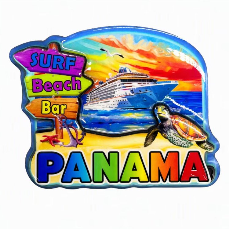 Customized logo Wood Parrot Cruise Ship Boat Panama Canal Souvenirs Fridge Magnet