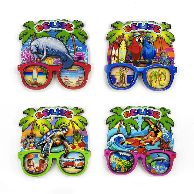Custom logo Big Blue Hole Turtle Dolphin Reef Great Blue Hole Belize Souvenir Fridge Magnet