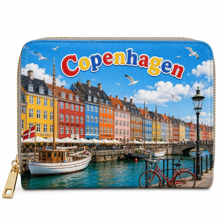 Custom Logo Printing Canvas Women Beach Bag Souvenir Denmark Copenhagen Tote Bag