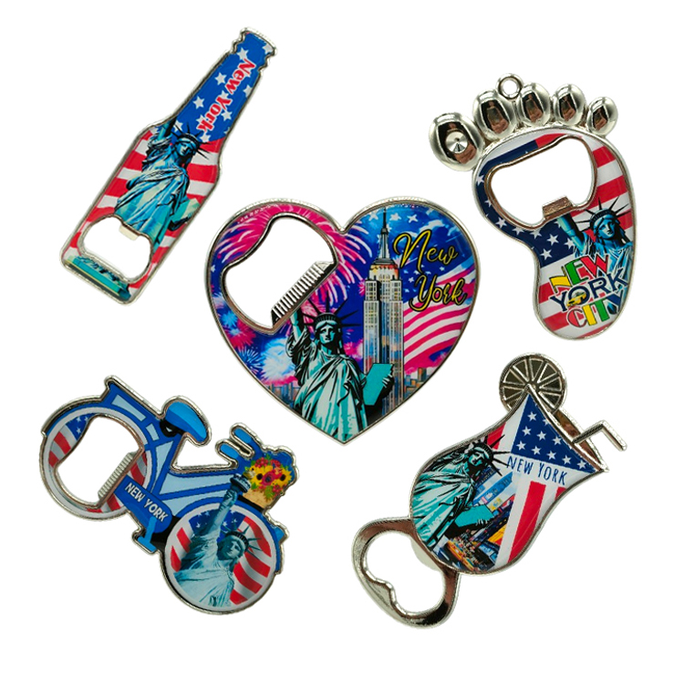 Custom Design Resin Metal Tourist Souvenir Fridge Magnet Bottle Opener