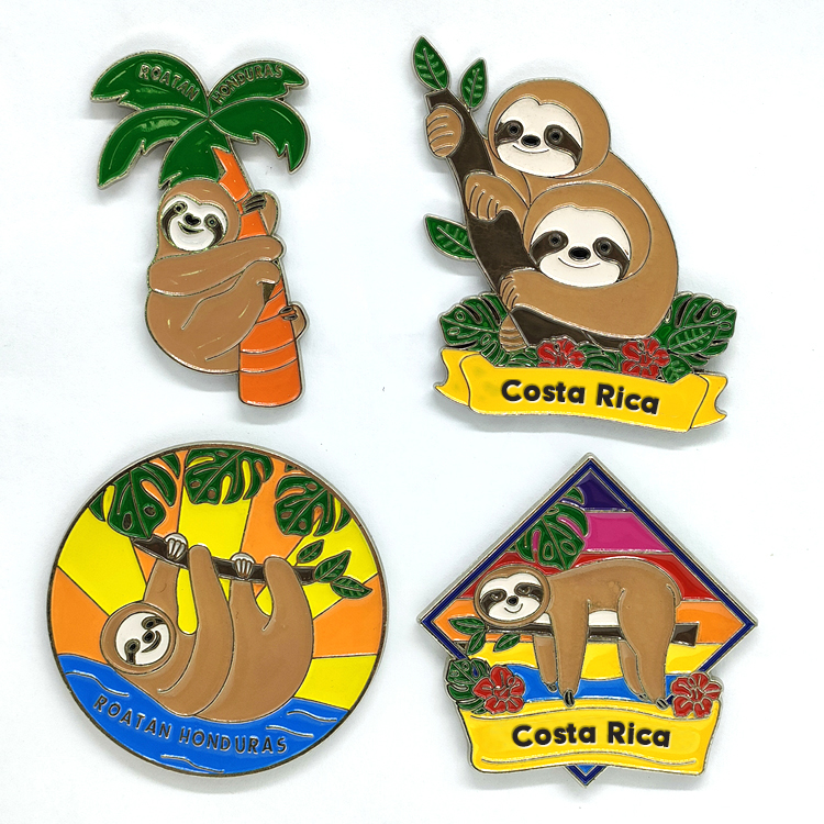 Custom Logo Alloy Metal Costa Rica Souvenir Fridge Magnet Sloth Magnet