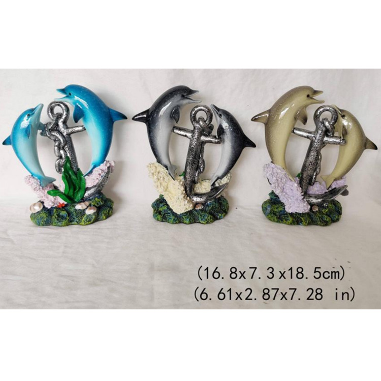 Customized Logo Tourist Souvenir Ocean Sea Animal Dolphin Figurine Resin Dolphin Statue