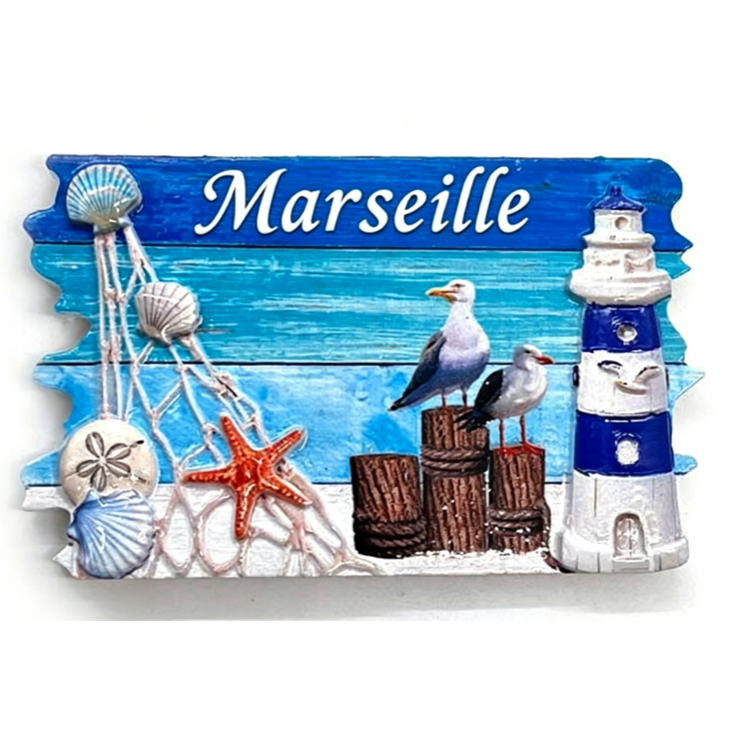 Custom Logo Design Resin Printing Seagull Seal Coastal Magnet Leba Poland Souvenirs Fridge Magnet