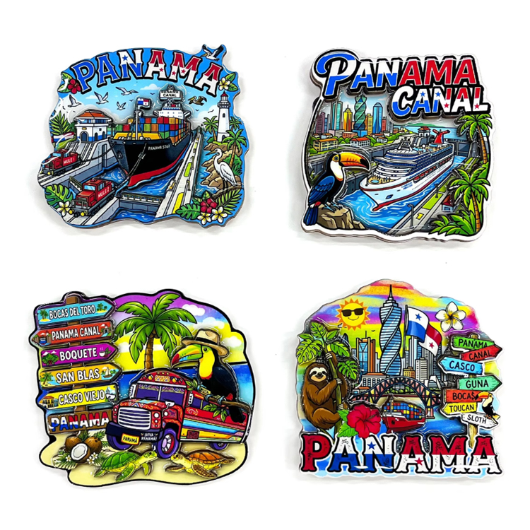 Wholesale Custom Logo Design MDF Wood Panama Magnet Souvenir Panama Fridge Magnet
