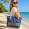 Customized 3D Logo Tropical Summer Beach Canvas Belize Souvenir Beach Bag Belize Tote Bag