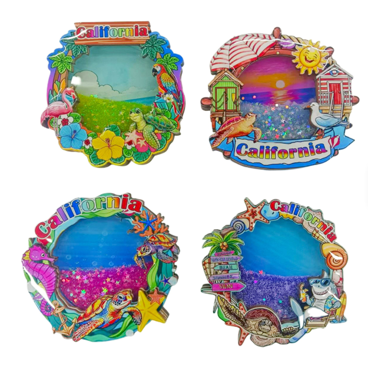 Wholesale NEW Design Coastal Beach Souvenir MDF Fridge Magnet Custom Quicksand Wood Fridge Magnet