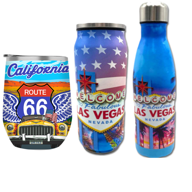 Custom Printing USA City Chicago Souvenir Mug Stainless Steel Flask Skyline Chicago Souvenir Water Bottle