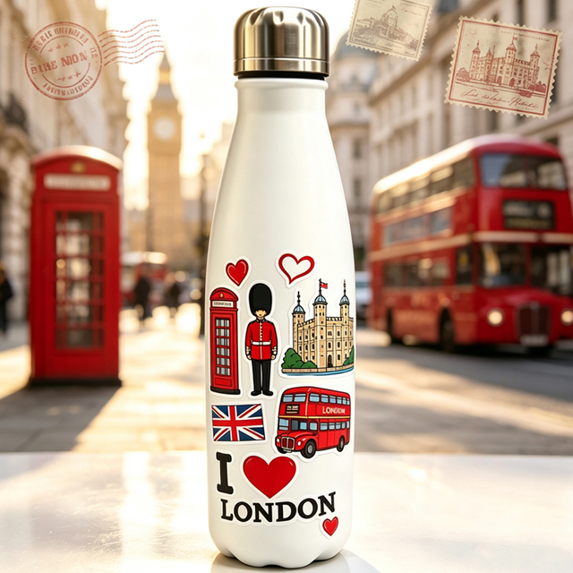 Custom Design Printing 500ML Insulated Souvenir Mug Copenhagen Denmark Stainless Steel Water Bottle