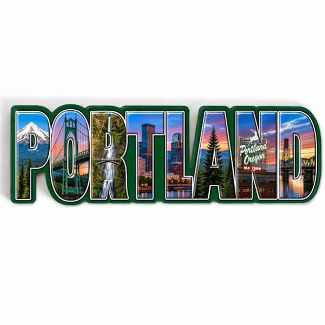 Factory Custom Design Resin Printing Travel Gift Country City Letter Shaped Portland Oregon Souvenirs Fridge Magnet