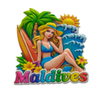 Custom Logo Dolphin Beach Surfboard Resin Printed Refrigerator Magnet Seychelles Souvenir Fridge Magnet