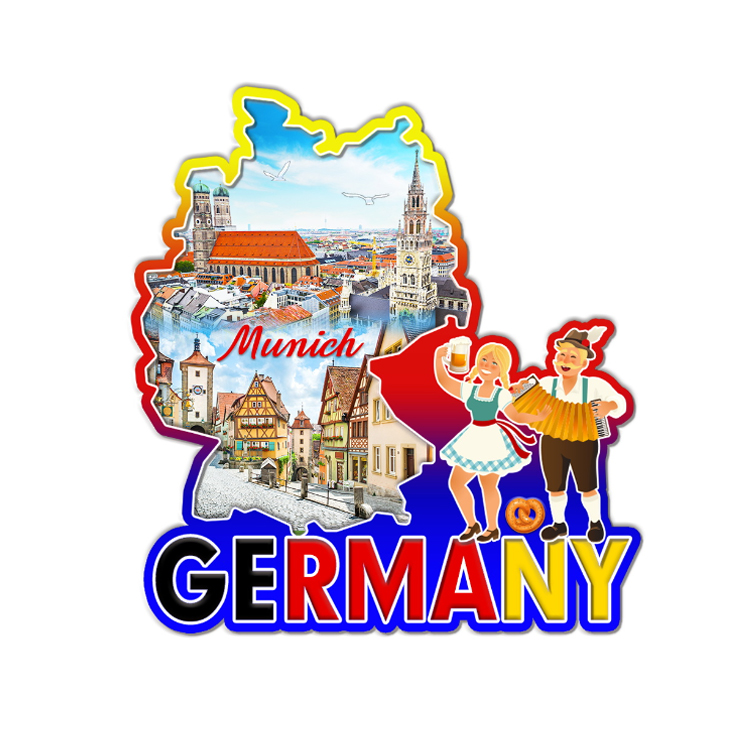 Factory Custom Logo Wood Germany Refrigerator Magnetic Sticker Souvenir Frankfurt Fridge Magnet