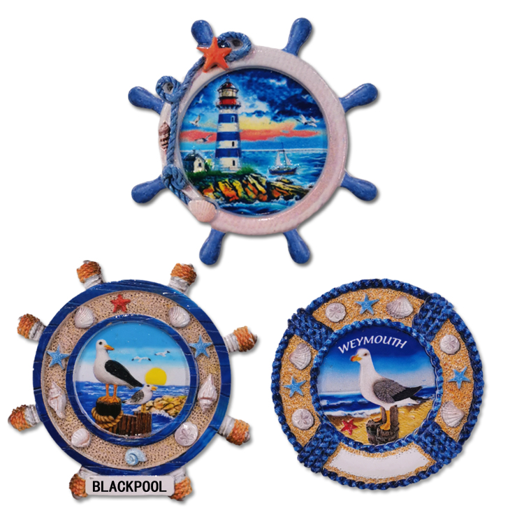 Custom Logo Design Resin Printing Seagull Seal Coastal Magnet Leba Poland Souvenirs Fridge Magnet